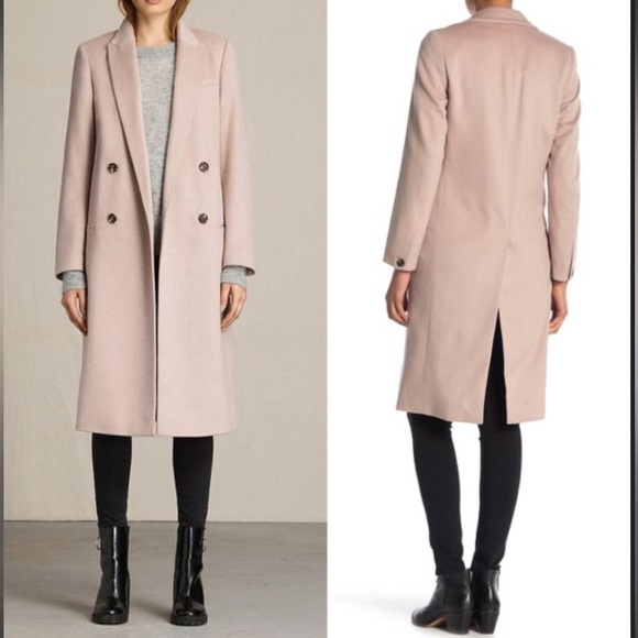 All Saints Dusty Pink Wool And Silk Coat - Picture 2 of 8